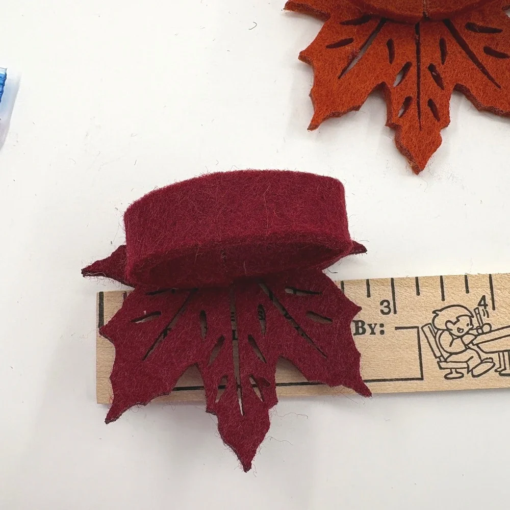 Lot of 11 Vintage Fall Felt Leaf Napkin Rings Autumn Maple Table Decor Set